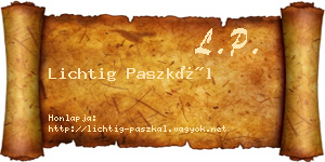 Lichtig Paszkál névjegykártya
